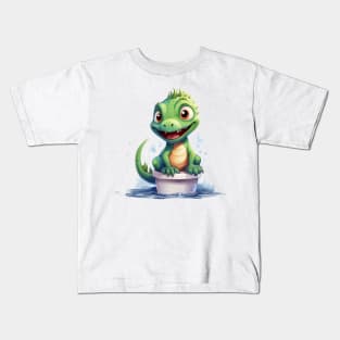 Baby dinosaur on the potty Kids T-Shirt